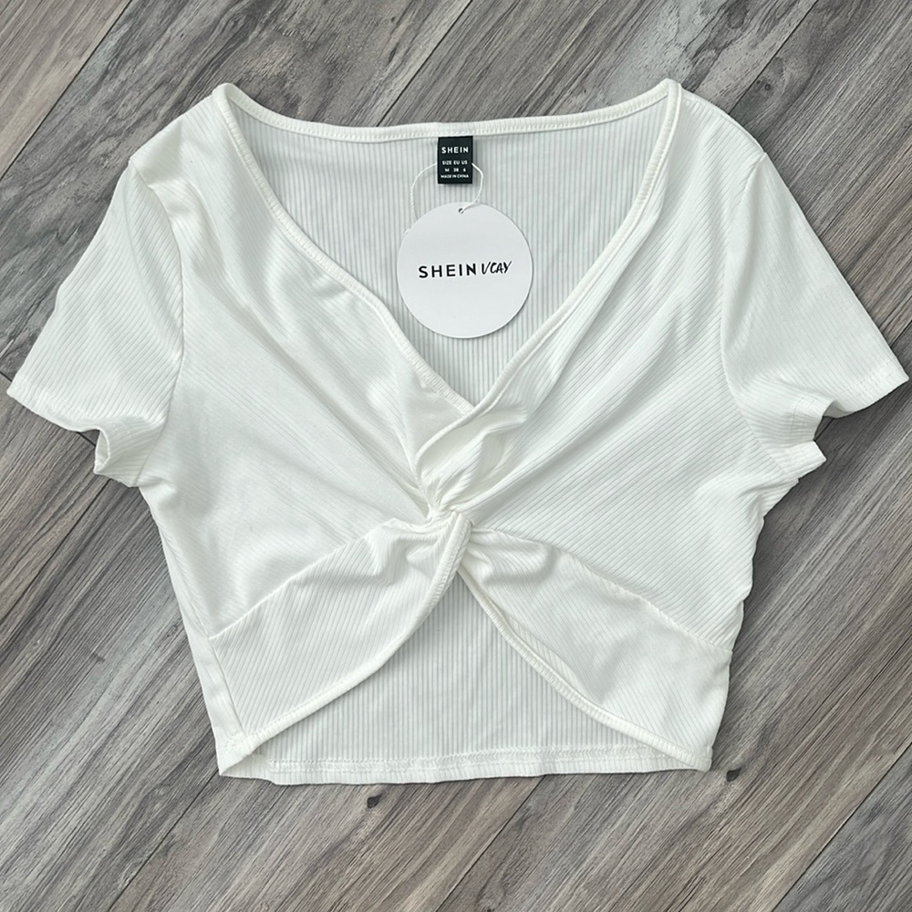Off White Lightweight Short Sleeve Crop Top Shirt
